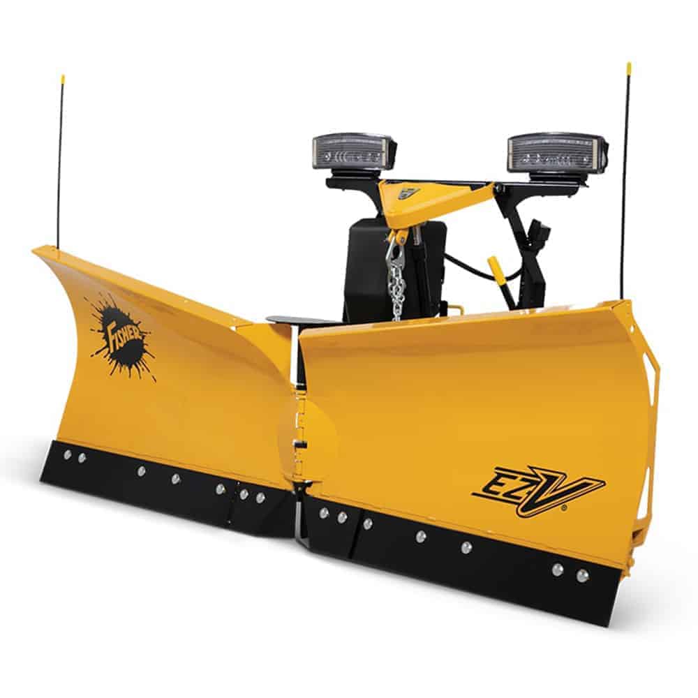 Chasse-neige en V Hiniker EZ-V jaune avec système d’éclairage